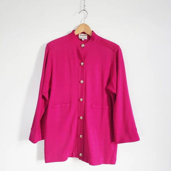 YSL Yves Saint Laurent Rive Gauche Pink Wool Cardigan Sweater Jacket, Size L - Picture 2 of 8